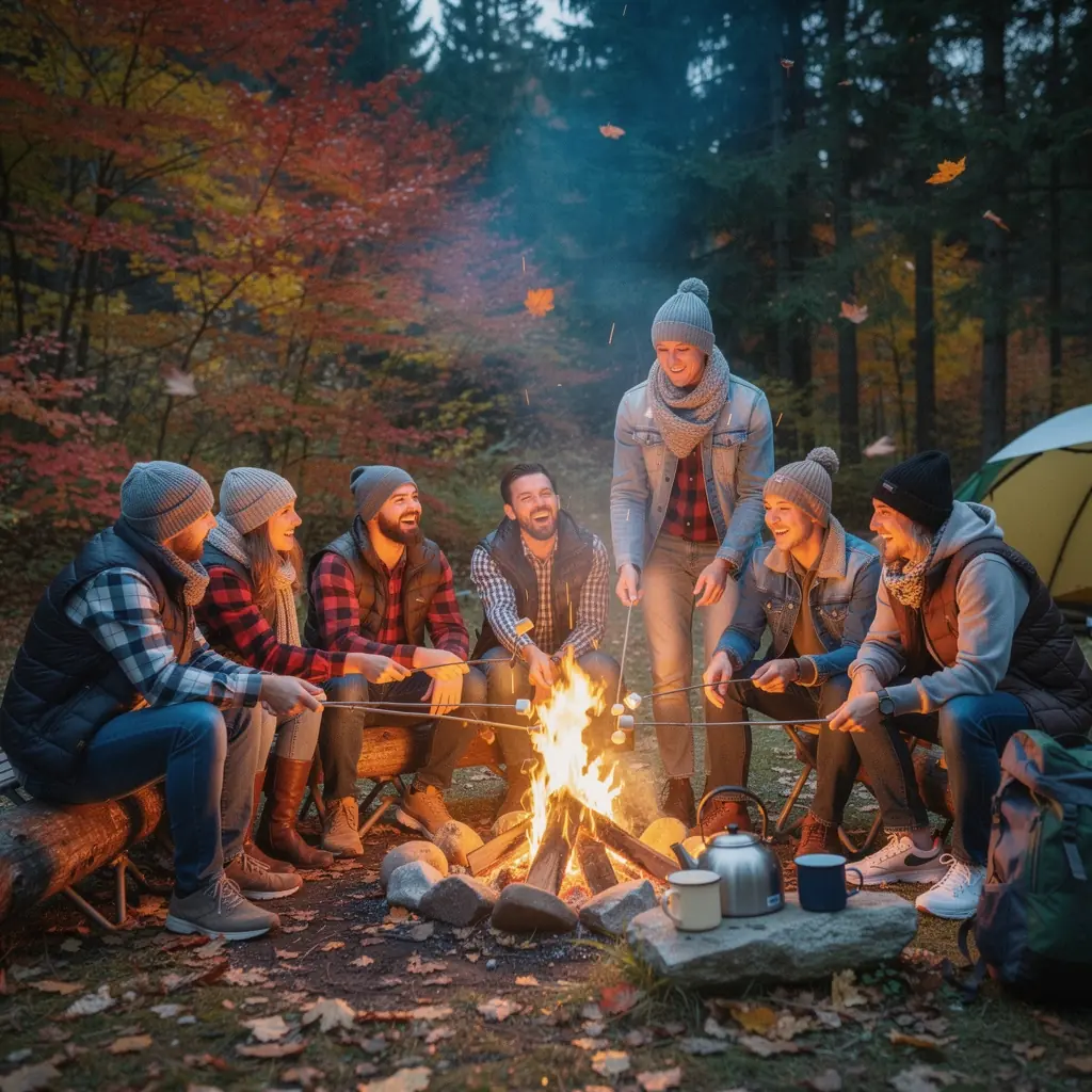 Tourists enjoying a hiking trail surrounded by stunning autumn landscapes in the heart of Slovakia.